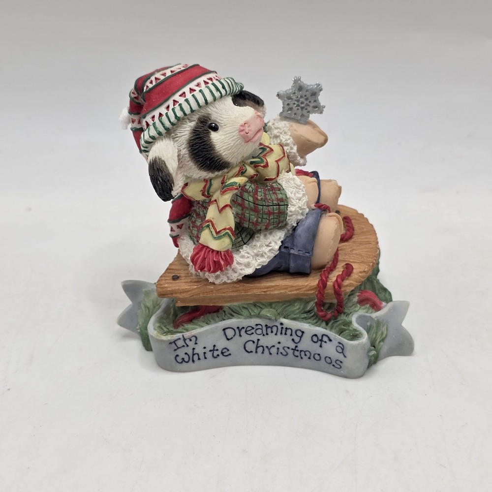Enesco Mary's Moo Moos Dreaming of a White Christmoos Cow Sled Figurine 274402